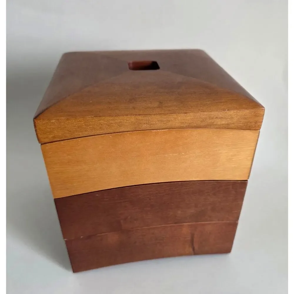 Hold Everything Wooden Valet Jewelry Box Organizer Removable Tray Brown